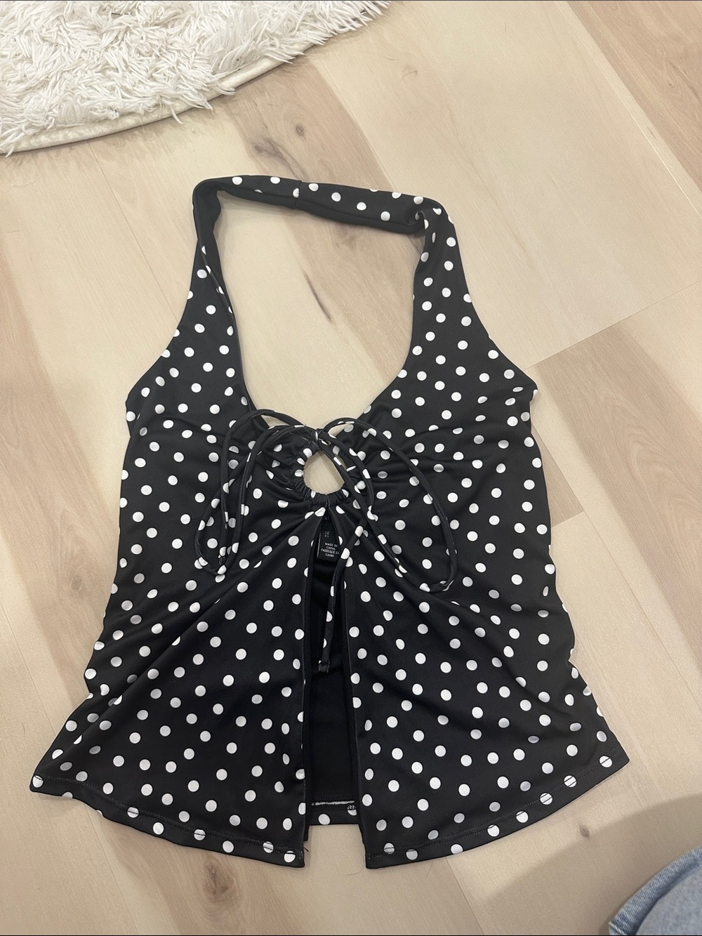 Forever 21 Black and White Polka Dot Halter Camisole